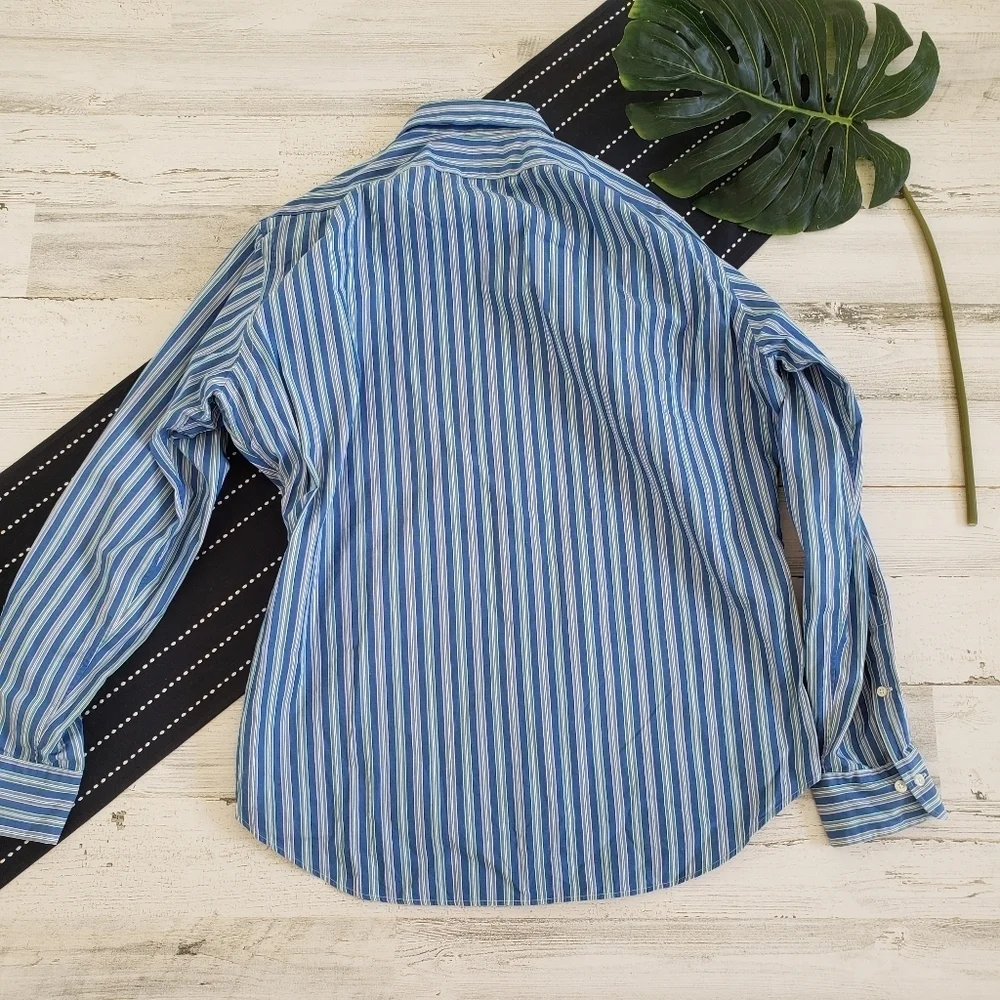 Polo Ralph Lauren Curham Classic Fit Button Front Long Sleeve Striped Size 16 L